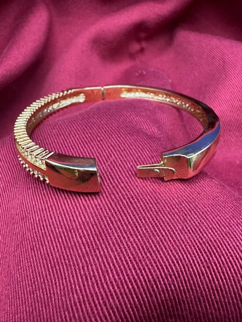VTG Roman Gold-Tone Crystal Hinged Bracelet